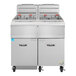 A Vulcan QuickFry series natural gas floor fryer with KleenScreen Plus filtration system.