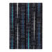 A Joy Carpets sapphire blue rectangle area rug with black, blue, and gray stripes.