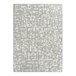A close up of a grey and white Joy Carpets WorkSpace Block Print area rug with abstract designs.