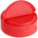 A red plastic dual-flapper spice lid with 13 holes.