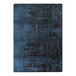 A close up of a blue and black Joy Carpets Kid Essentials Coastal Canvas area rug with a dark abstract design.