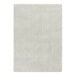 A close-up of a light grey and white rectangular area rug with a geometric pattern.