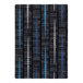 A Joy Carpets Kid Essentials Recoil sapphire area rug with blue and gray stripes.