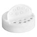 A white dual-flapper spice lid with seven holes, designed for dispensing spices.