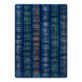 A close-up of the blue and orange striped Joy Carpets Kid Essentials Verve area rug.