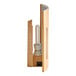 A rectangular bamboo box with a light bulb inside and tubes on top.