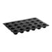 A black Pavoni silicone baking mold with 24 compartments.