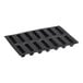 A black silicone Pavoni Pavoflex Domino baking mold with 14 compartments.