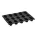 A black Pavoni silicone baking mold tray with 15 rectangular cavities.