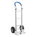 A Lavex aluminum hand truck with blue pneumatic wheels.