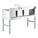 A Regency stainless steel underbar sink with three bowls, a faucet, and a left drainboard.