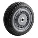 A black polyurethane wheel with a grey rim and tire.