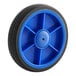 A blue thermoplastic rubber wheel with a black rim.