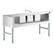 A Regency stainless steel underbar sink with faucet, 3 bowls, and 2 drainboards.