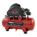 A red ProForce horizontal hot dog air compressor with black and red text on the tank.