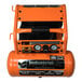 An orange Industrial Air Contractor air compressor with two gauges.