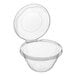 A case of 150 clear Inline Plastics Safe-T-Fresh deli containers with hinged dome lids.