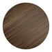 A Lancaster Table & Seating round wood table top with dark walnut finish.