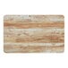 A close up of a Lancaster Table & Seating rectangular table top with a barnwood finish.