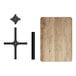 A Lancaster Table & Seating rectangular table with a gray wood surface and a black metal cross.