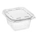 A case of 240 Inline Plastics clear rectangular hinged deli containers with flat lids.