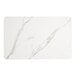 A white rectangular table top with a white marble finish and black veins.