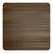 A Lancaster Table & Seating square wood table top with a dark walnut finish.