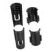 A set of black plastic threaded squeegee adapters designed for use with tapered squeegee heads.