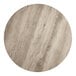 A round 48-inch MDF table top with a gray wood finish.