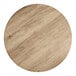 A Lancaster Table & Seating round wood table top with gray wood finish.