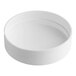 A white round cap with a white background.