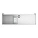 A white and silver rectangular shelf for a Regency underbar blender.