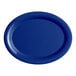 A blue Acopa Foundations melamine platter with a white rim.