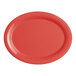 An orange melamine platter with a wide rim.