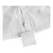 A close-up of a zipper on a white mattress pad bag.