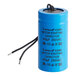 A blue MainStreet Equipment start capacitor with black text.
