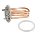 A copper heating element with a circular mounting plate and a separate white gasket, designed for use with the Avantco HWDD2.