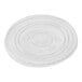 A clear plastic lid with a circle.