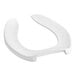 A white Centoco heavy-duty commercial toilet seat with a curved lid.