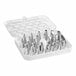 A plastic container with a set of Wilton stainless steel piping tips.