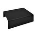 A black Dalebrook melamine rectangular riser on a black table.