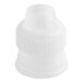 A close-up of a white plastic coupler.