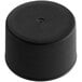 A 28/410 black plastic bottle cap with foam liner.