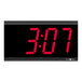 A red digital clock with black text showing the time.