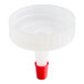 A white plastic container with a red Yorker spout cap on top.