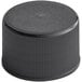 A 24/410 black plastic bottle cap with a black foam liner.