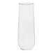 A clear Tossware plastic champagne flute with a white background.