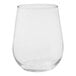 A Tossware clear plastic stemless wine glass.