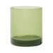A green Tossware Rocks glass with a black rim.