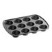 A Wilton muffin pan with 12 cupcake cavities.